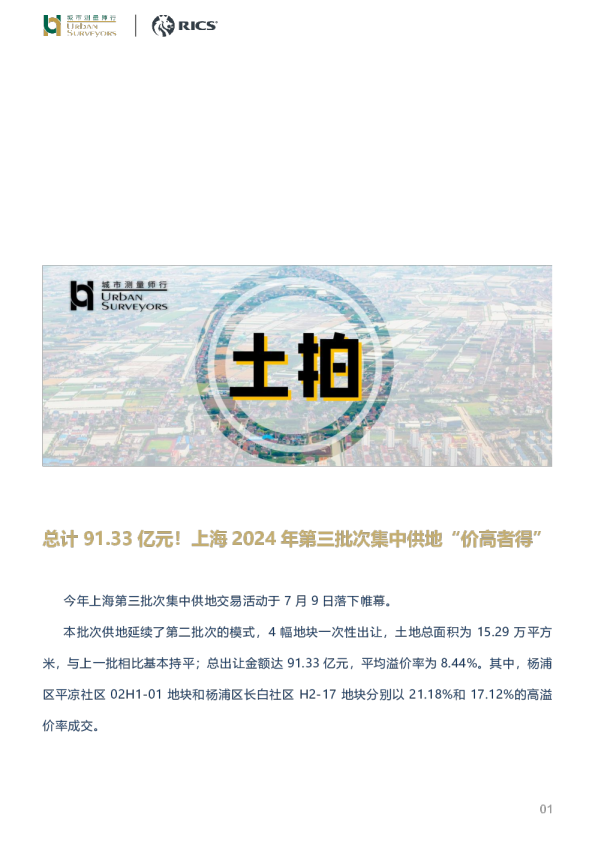 2024年上海第三批集中供地出让解读