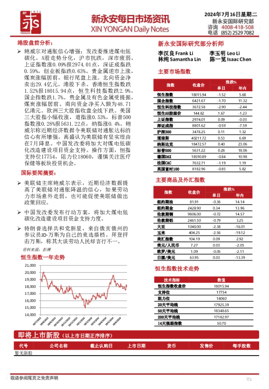 新永安每日市场资讯