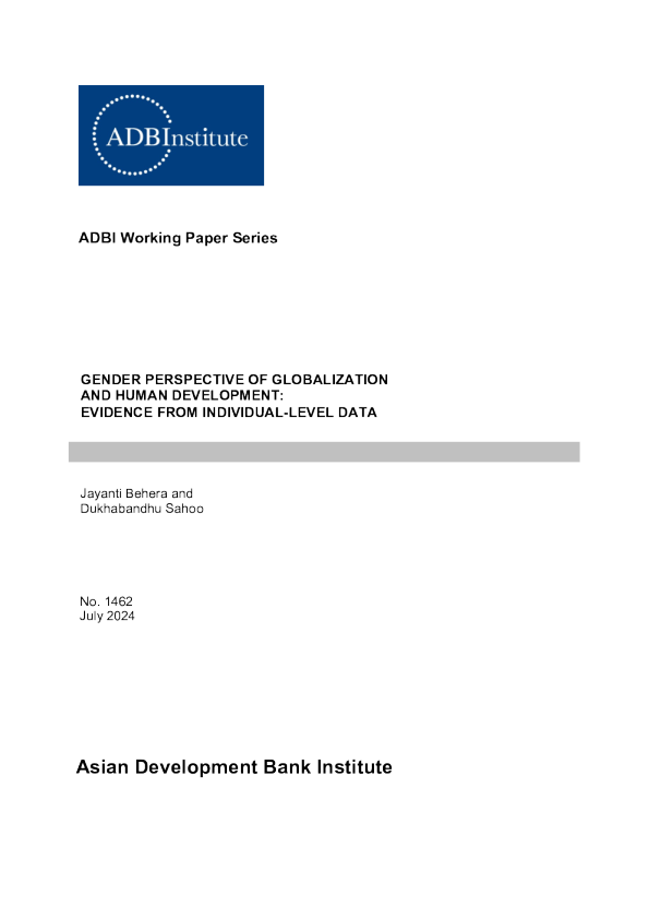 全球化与人类发展的性别视角 ： 来自个人层面数据的证据