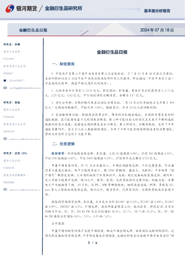 金融衍生品日报