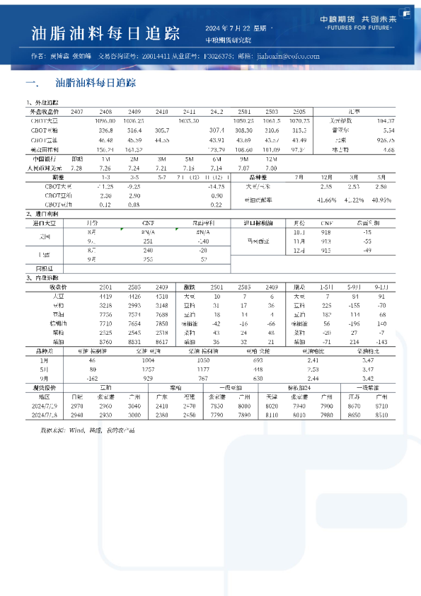 油脂油料每日追踪