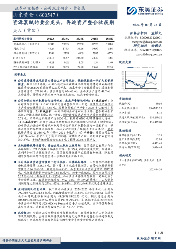 资源禀赋的黄金龙头，再迎资产整合收获期