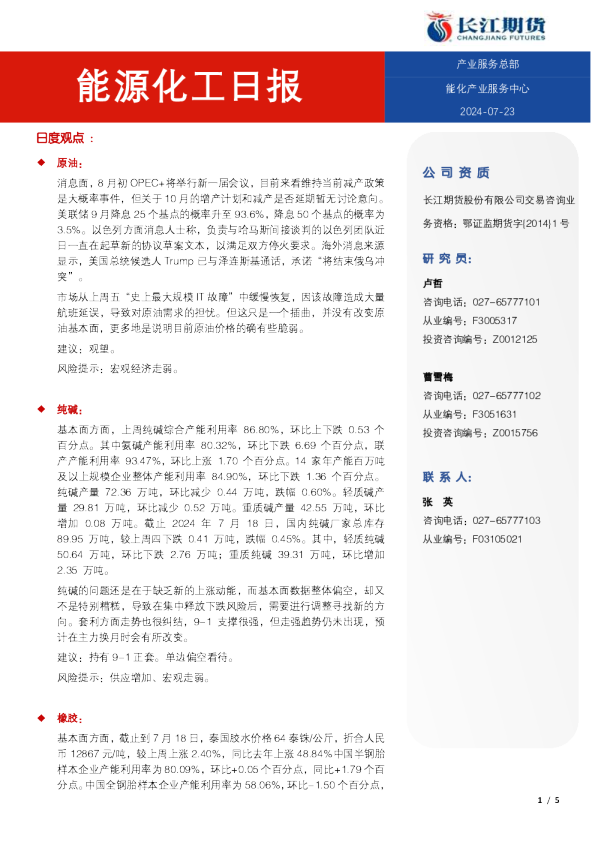 能源化工日报