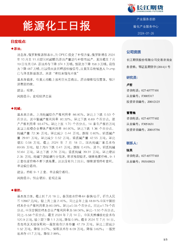 能源化工日报