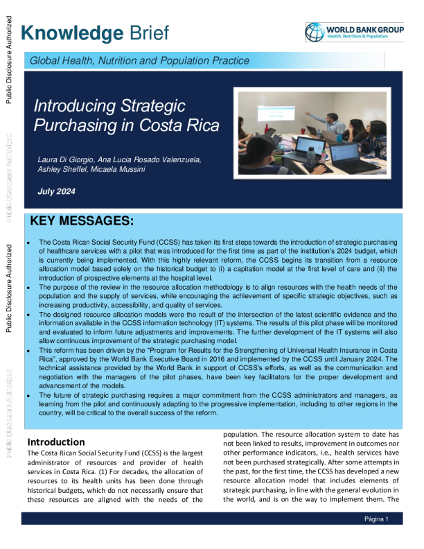 在哥斯达黎加引入战略采购