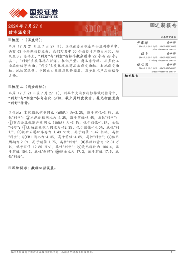国投证券债市温度计