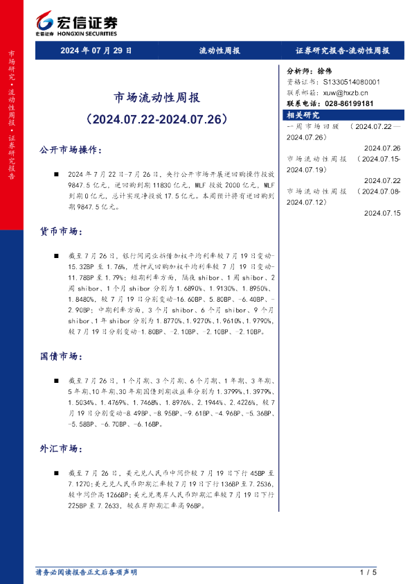 市场流动性周报