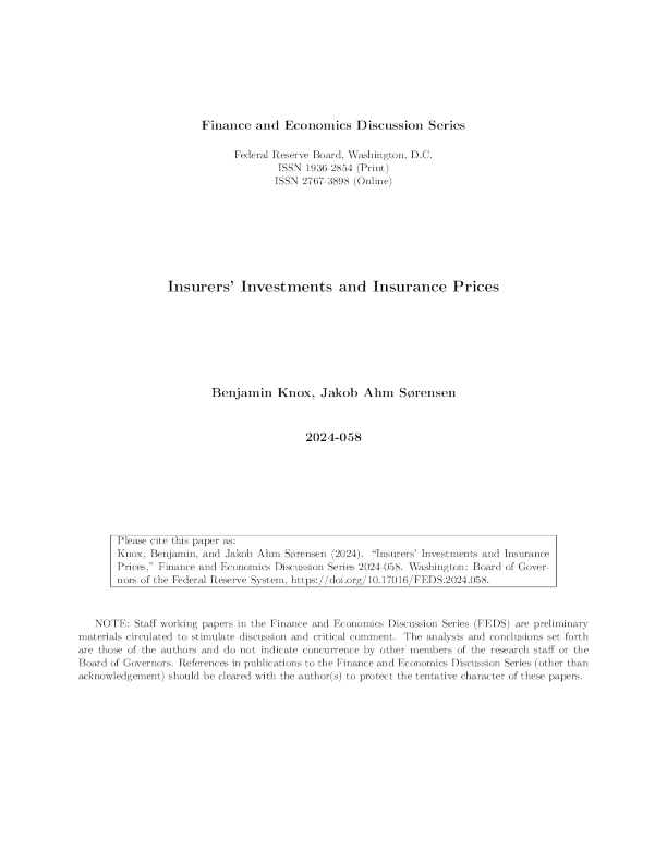 美联储保险公司的投资和保险价格