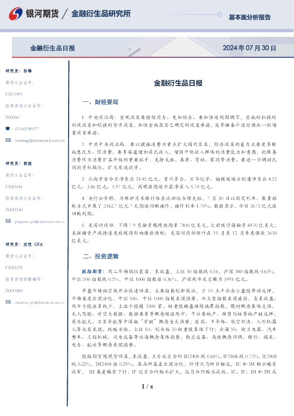 金融衍生品日报