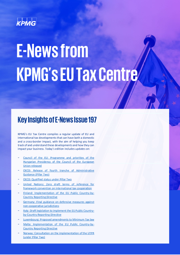 毕马威：2024欧盟税务中心电子新闻