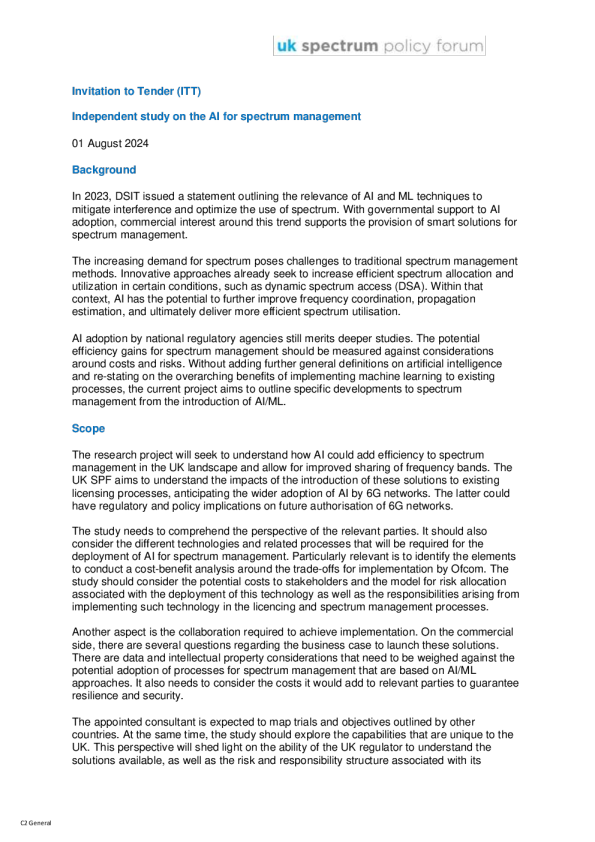 英国SPF招标：频谱管理人工智能