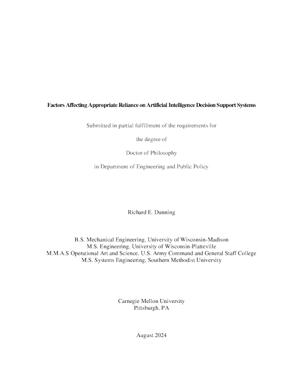 影响对人工智能决策支持系统适当依赖的因素