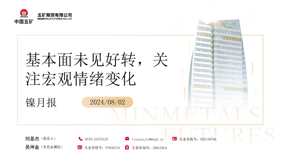 镍月报：基本面未见好转，关注宏观情绪变化