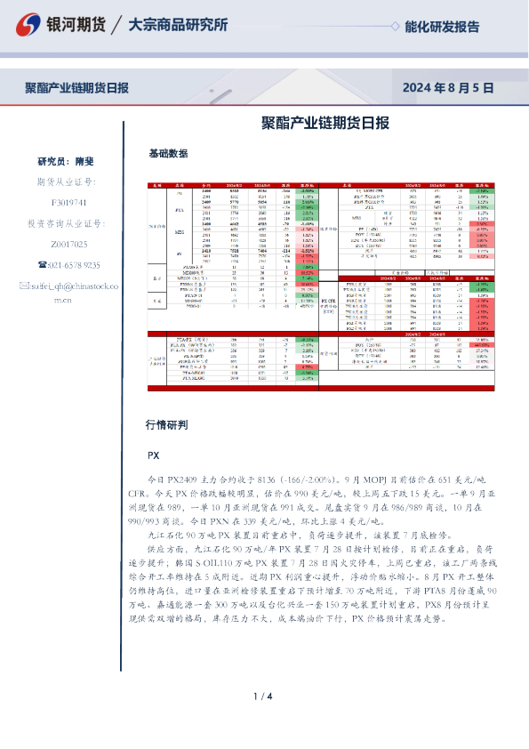 聚酯产业链期货日报