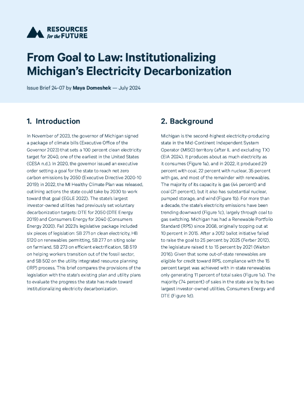 从目标到法律：密歇根州电力脱碳制度化-2024.7