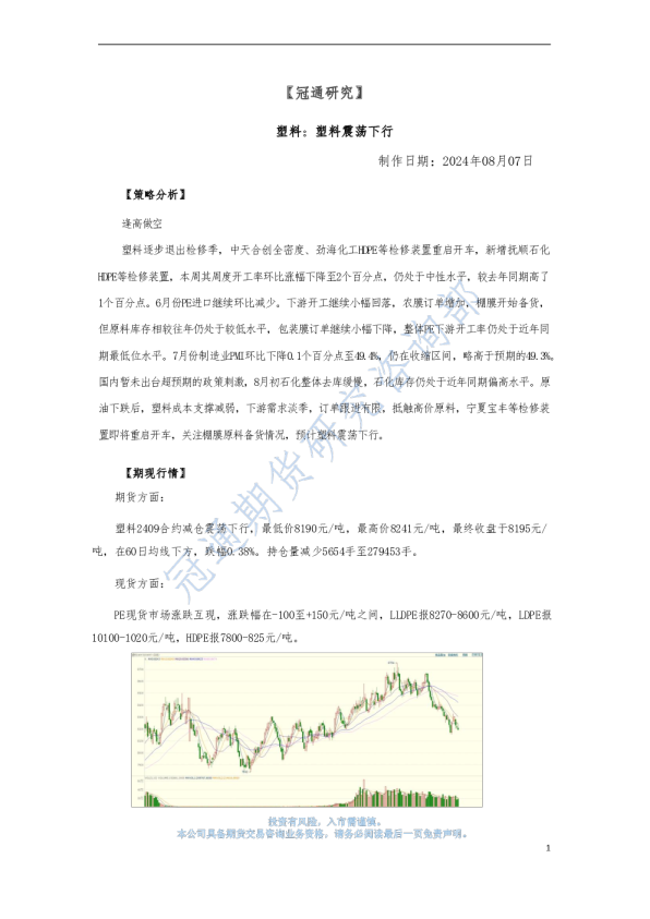 塑料：塑料震荡下行