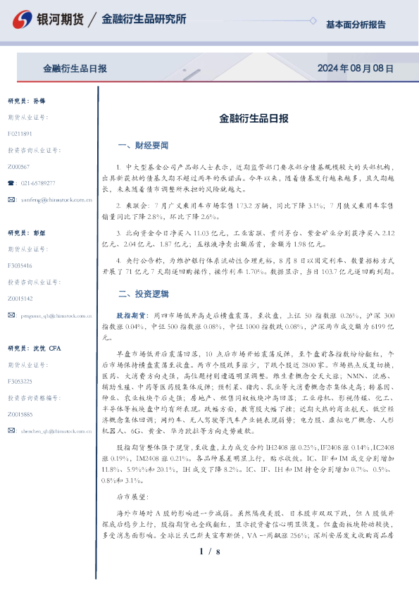 银河期货金融衍生品日报