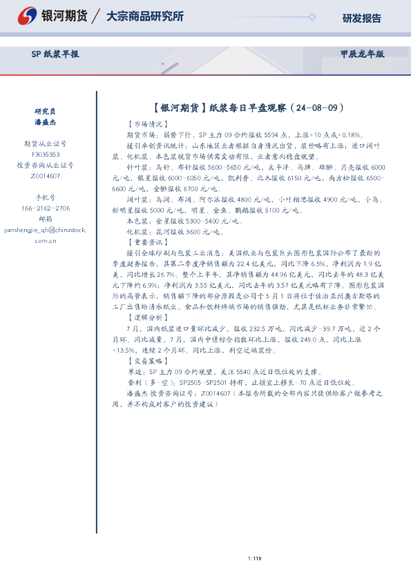 SP纸浆早报