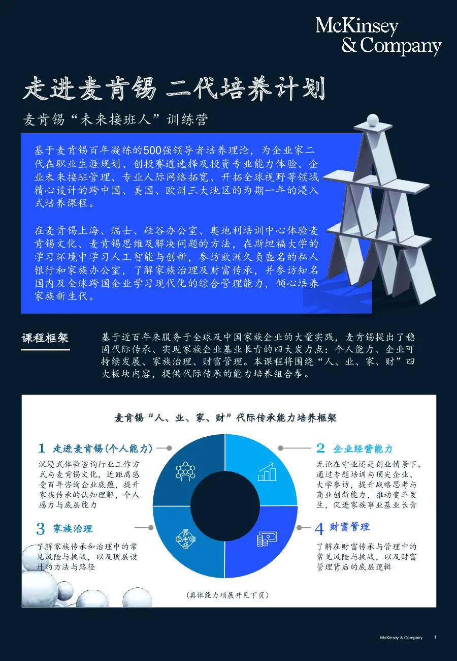 走进麦肯锡，二代培养计划