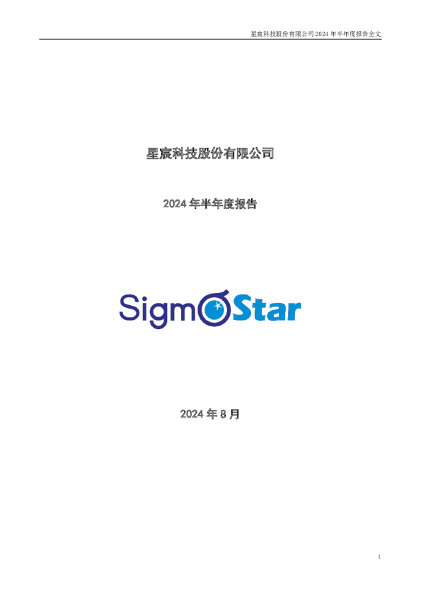 星宸科技：2024年半年度报告