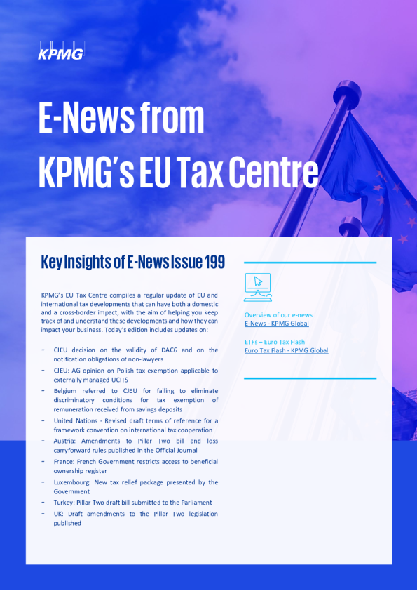 【毕马威欧盟税务中心】毕马威欧盟税务中心电子新闻