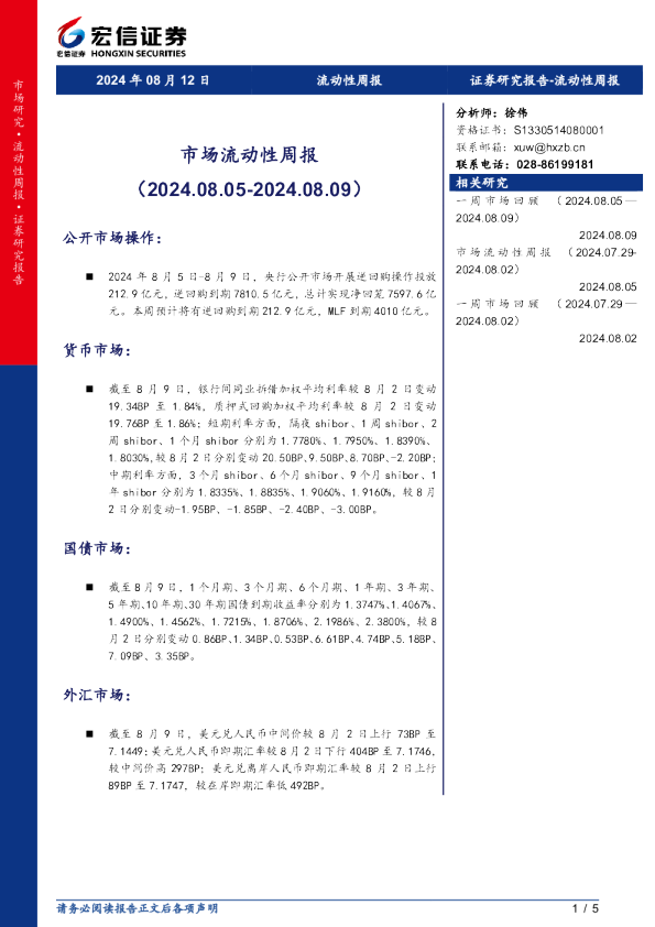 市场流动性周报