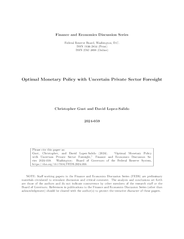 美联储具有不确定私营部门前景的最优货币政策