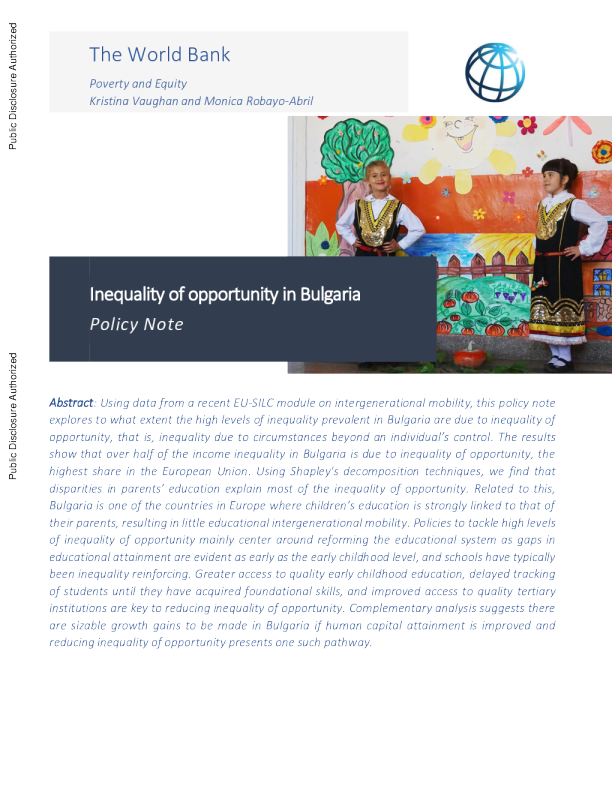 保加利亚的机会不平等：政策说明-2024