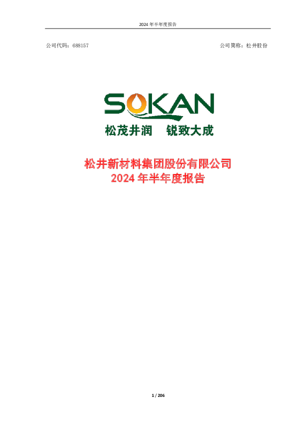 松井股份:松井新材料集团股份有限公司2024年半年度报告