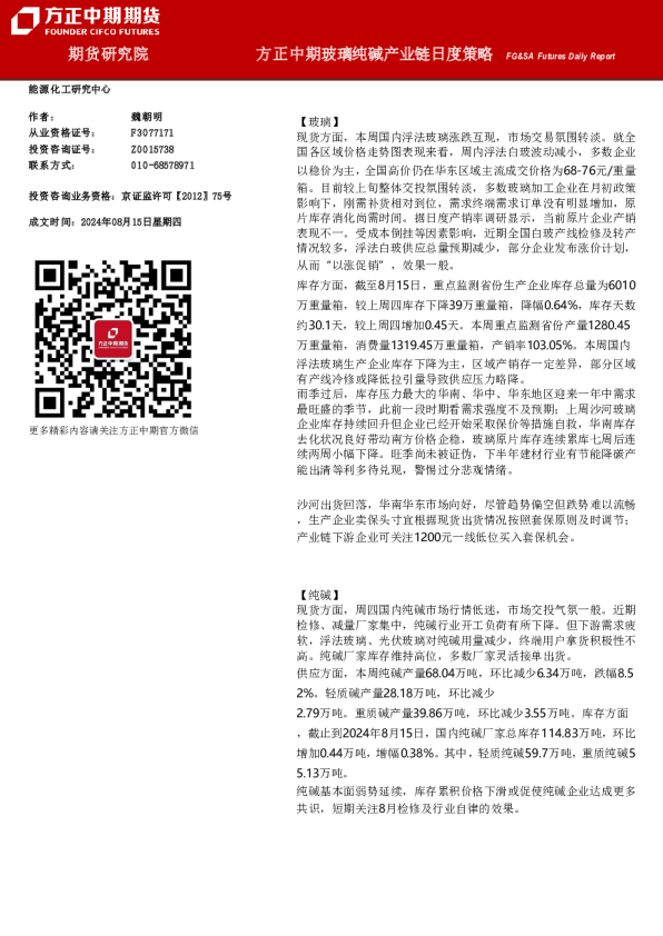 方正中期期货玻璃