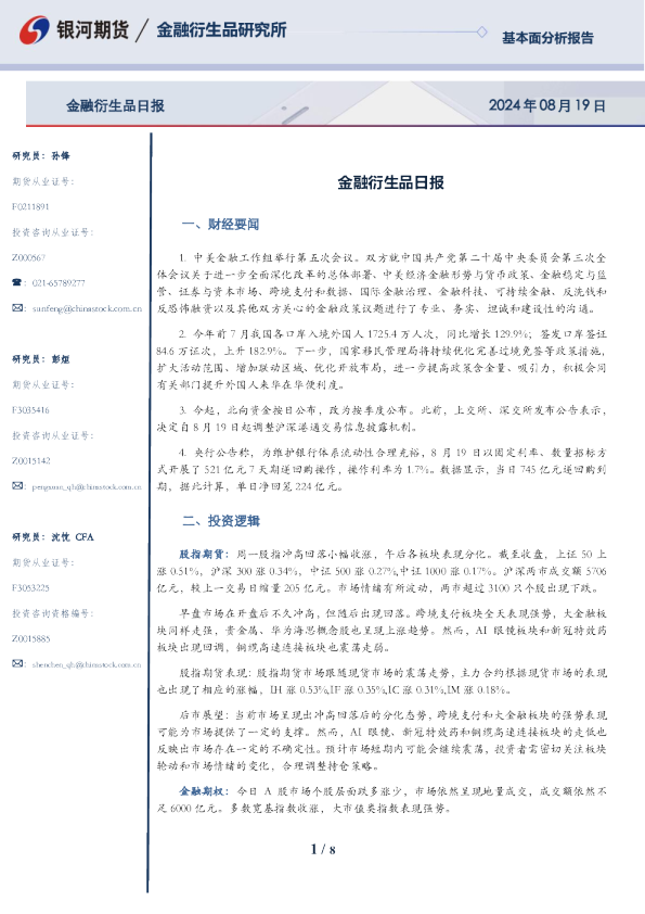 金融衍生品日报