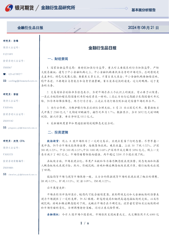 金融衍生品日报