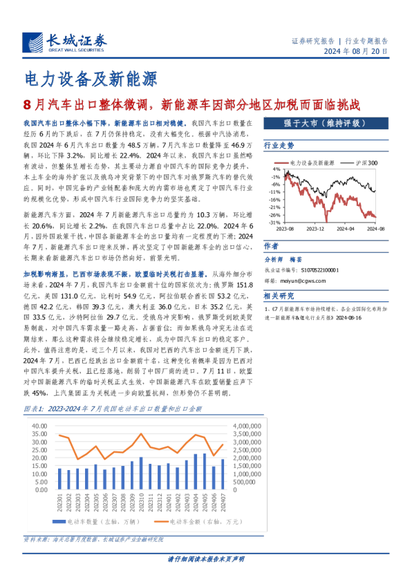 8月汽车出口整体微调，新能源车因部分地区加税而面临挑战