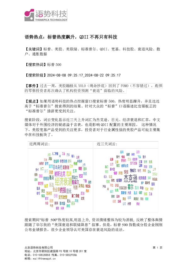 语势热点：标普热度飙升，QDII不再只有科技