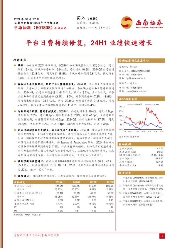 平台日费持续修复，24H1业绩快速增长
