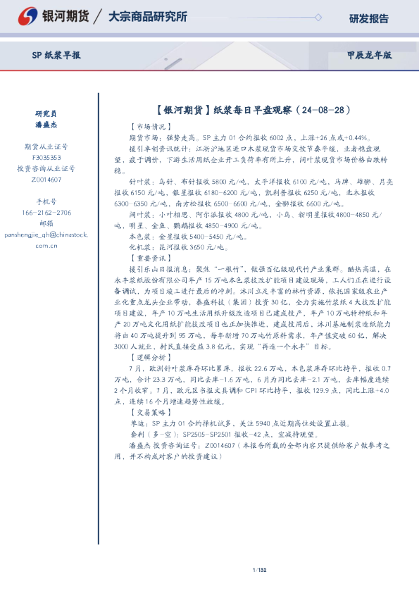 SP纸浆早报