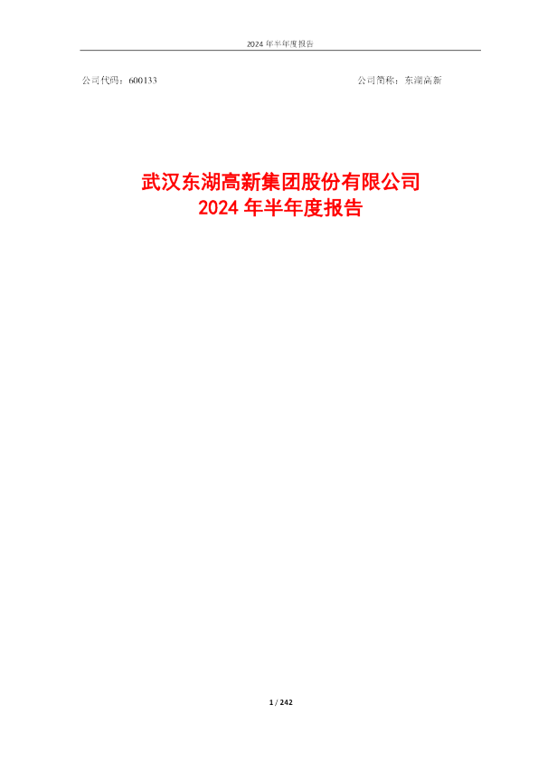 东湖高新：2024年半年度报告