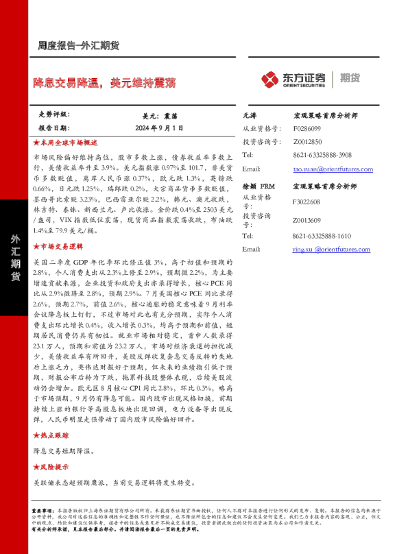 降息交易降温，美元维持震荡