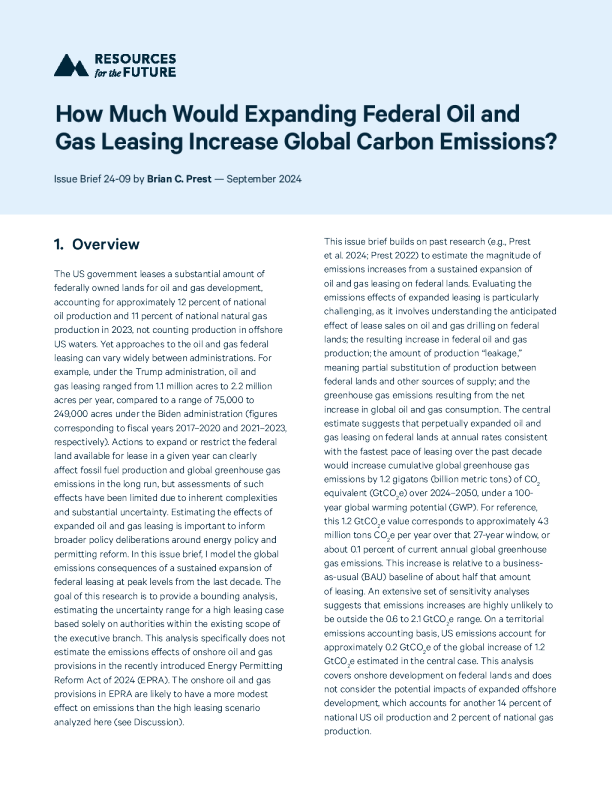 扩大联邦石油和天然气租赁会增加多少全球碳排放？