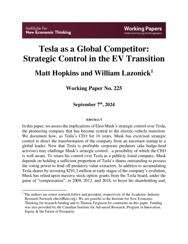 特斯拉作为全球竞争对手：电动汽车转型中的战略控制