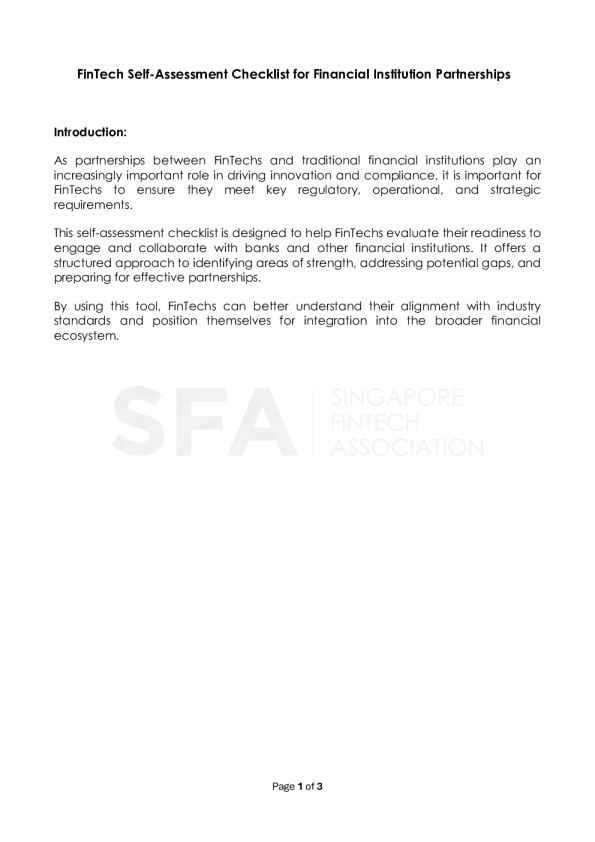 金融机构伙伴关系的 FinTech 自我评估清单
