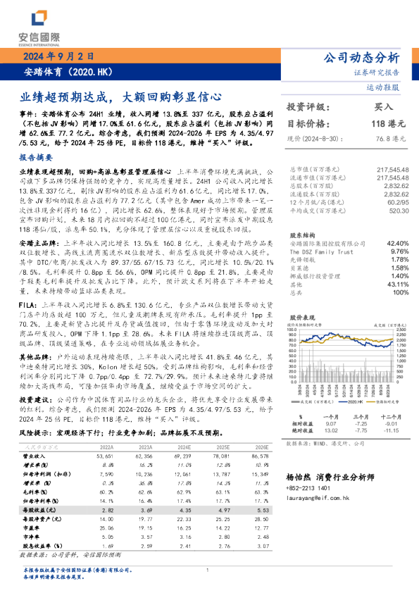 业绩超预期达成，大额回购彰显信心
