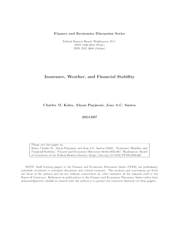 美联储保险、天气和金融稳定