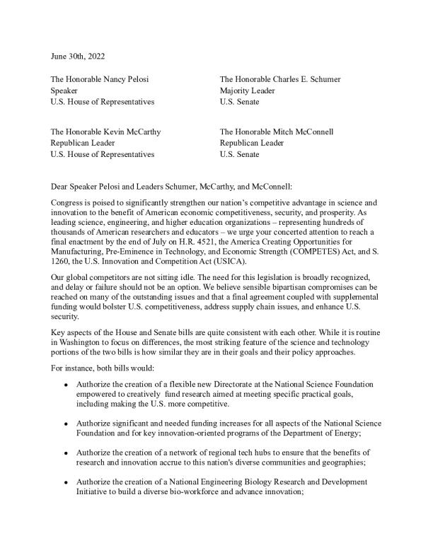 AAAS 声明 ， 信件和证词