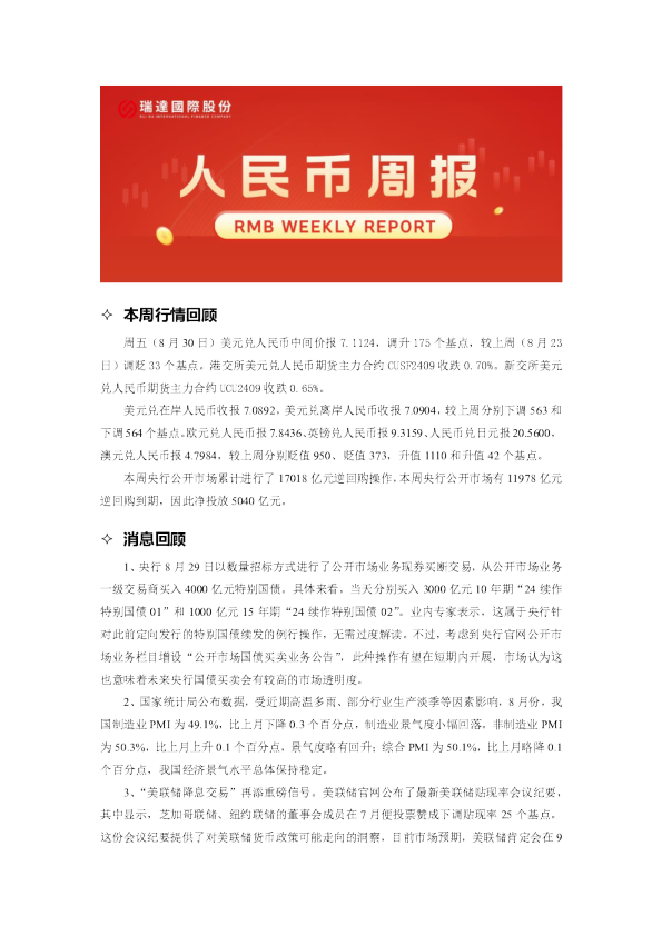 人民币期货周报