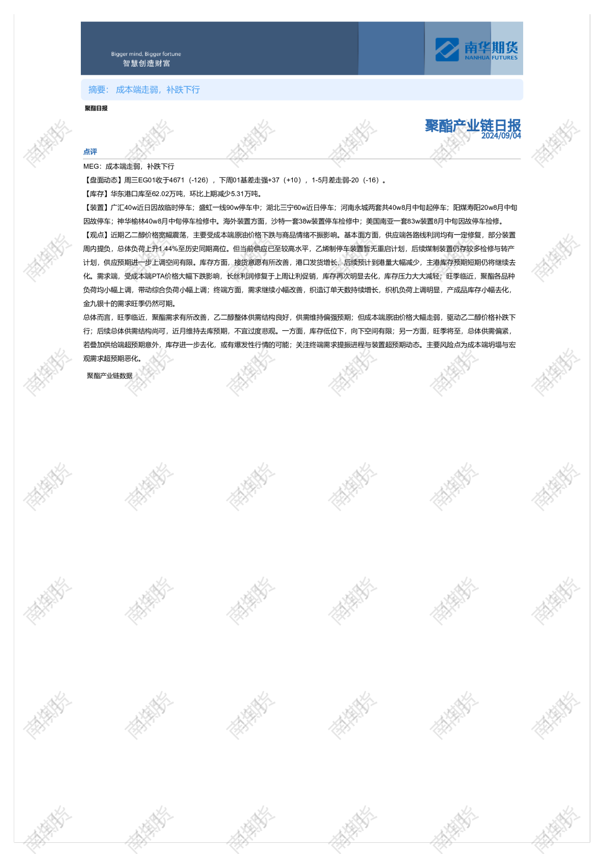 聚酯产业链日报