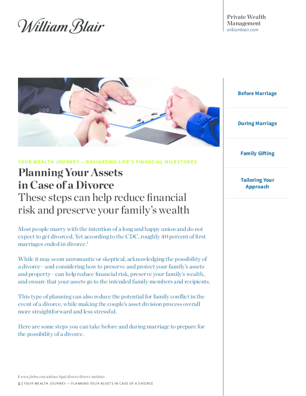 在离婚的情况下规划你的资产