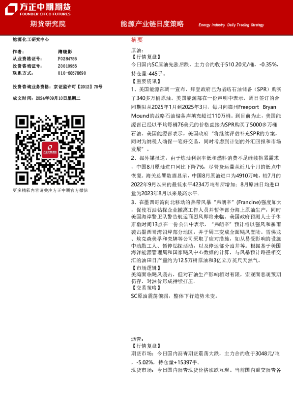 能源产业链日度策略