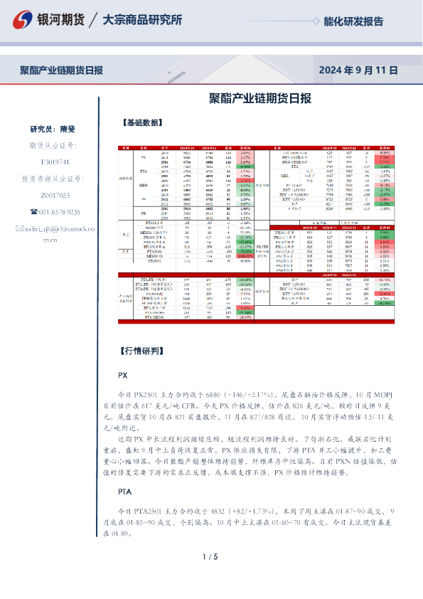 聚酯产业链期货日报