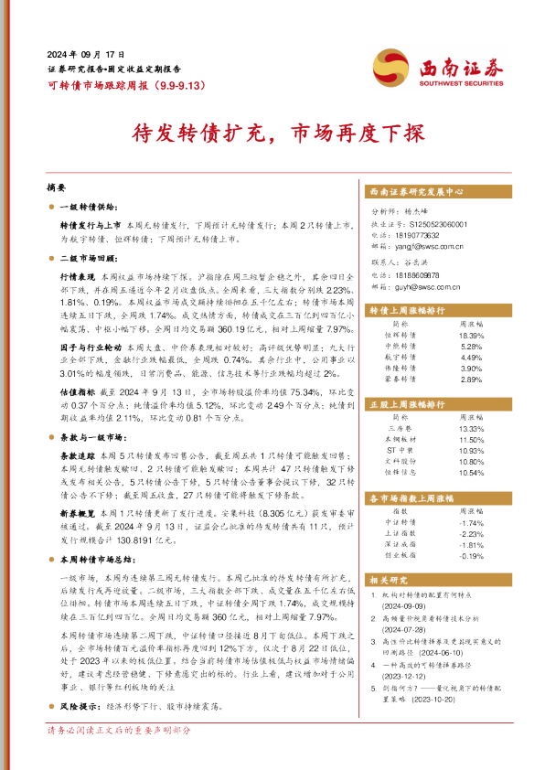待发转债扩充，市场再度下探